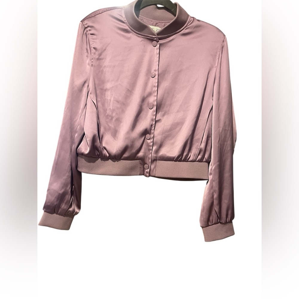 Women's lavender Satin Bomber Jacket Rachel Zoe size M